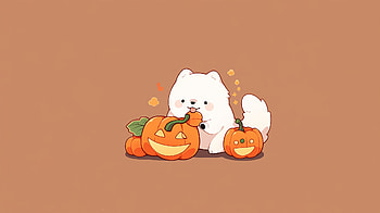 Halloween Puppy with Pumpkins, dog, holiday, halloween HD wallpaper