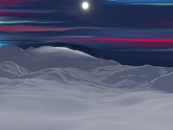 Winter Sunrise, winter, moon, snow, sky, mountains, sunrise HD wallpaper