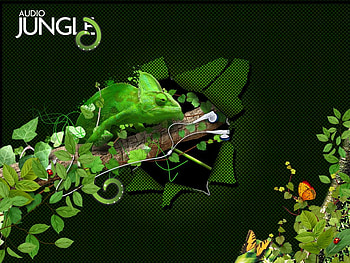 AUDIO JUNGLE GREEN LIZARD, green , abstract, 3d, fantasy, entertainment, other, cool, nature HD wallpaper