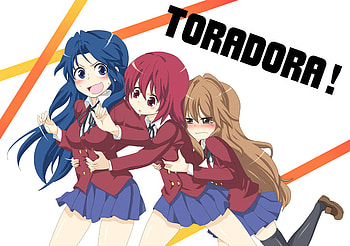 toradora, hugging, white, schoolgirls, cute, tickles, breast, girls, funny HD wallpaper