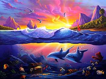 Underwater Treasure, treasures, fishes, oceans, attractions in dreams, paradise, sea life, paintings, love four seasons, animals, dolphins, underwater, nature HD wallpaper