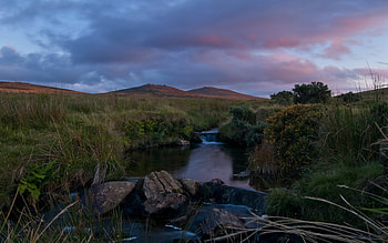 Dartmoor Stream, hills, clouds, colors, nature, dusk, rocks, rivers, stream HD wallpaper