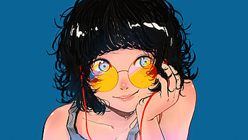 Anime Girl Portrait with Vibrant Yellow Sunglasses, Anime, girl, anime girl HD wallpaper