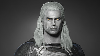 The Witcher Geralt Black Superman Henry Cavill , the-witcher-3, games, ps4-games, xbox-games, pc-games, sword, 2020-games, superman, monochrome, black-and-white, artstation HD wallpaper