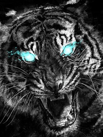 Art, Grin, Eyes, Predator, Tiger, Anger HD phone wallpaper