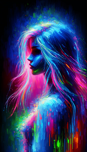 Neon Girl: Vibrant , neon, Digital Art, portrait, woman HD phone wallpaper