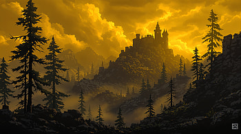 Majestic Castle in the Mist - Ultra, castle, mist, mountain, forest HD wallpaper