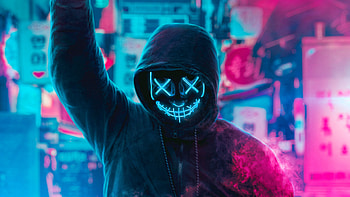 Mask Guy Neon Eye, artist, neon, mask HD wallpaper