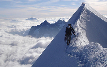 Snowy peaks, Climbing HD wallpaper