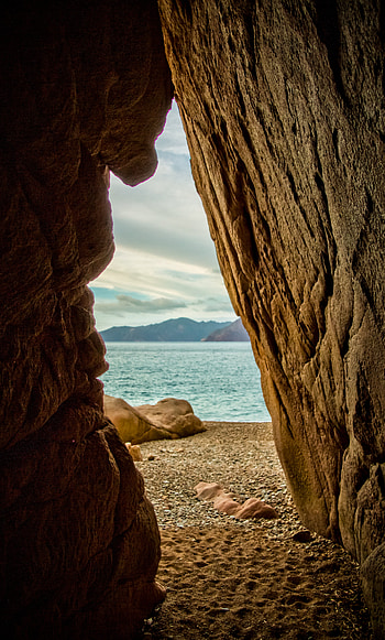 Nature, Mountains, Sea, Beach, Cave HD phone wallpaper