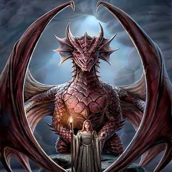 Guardian, mage, abstract, fantasy, dragon, elf, woman HD wallpaper