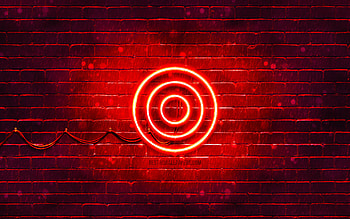 Target red logo, , red brickwall, Target logo, brands, Target neon logo, Target HD wallpaper