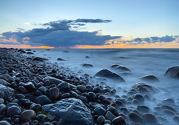 Nature, Stones, Pebble, Sky, Sea, Coast HD wallpaper
