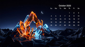 October 2026 — Calendar: Crystal Night HD wallpaper