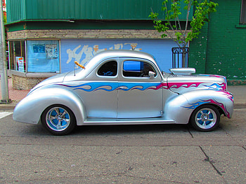 1940 Ford custom Coupe, ford, custom, flames, street rod, coupe, 1940, cool, 40, hot rod HD wallpaper