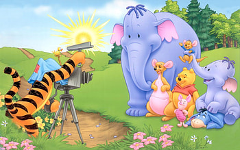 Kanga, Tigger shooting heffalumps, Piglet, Eeyore HD wallpaper