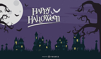:), halloween, night, word, moon, house, vexels, card, bat, luna HD wallpaper