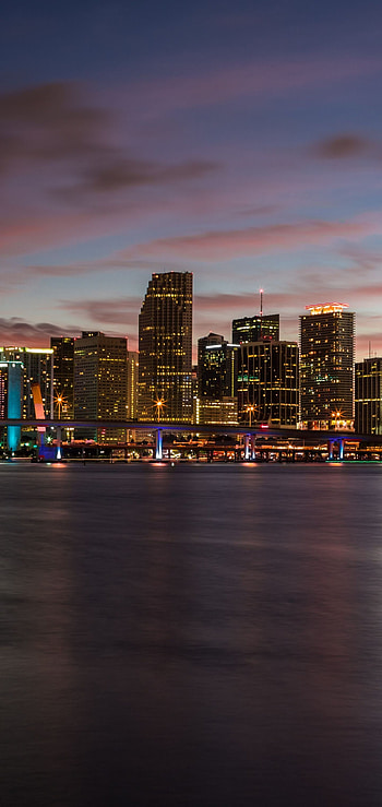 Miami Beach Skyline, Nighttime cityscape, Stunning , Tropical paradise HD phone wallpaper