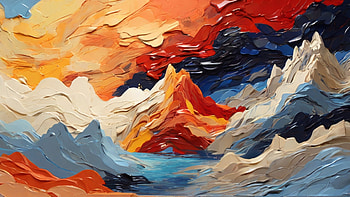 Desert, desert, sky, paint, painting, lake HD wallpaper