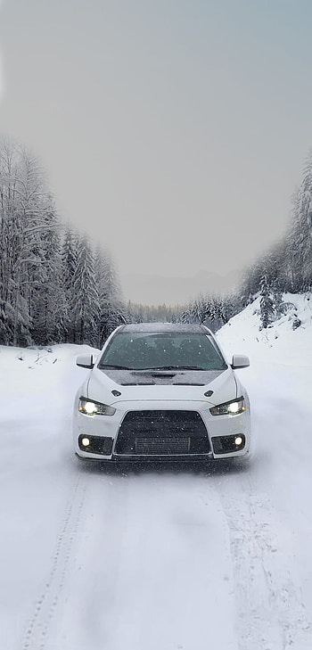 EVO Lancer X, sports, car, gts, winter, mitsubishi HD phone wallpaper