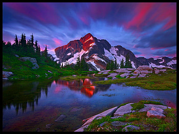 Still dreaming, night, colorful, dreams, mountain, lake, reflection, light, clouds, nature, sky, water HD wallpaper