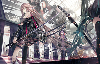 Anime, miku, Vocaloid, swords, ia, yukari HD wallpaper