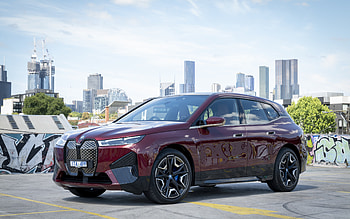 2022, BMW iX, , front view, exterior, iX xDrive50, burgundy BMW iX, electric cars, german cars, BMW HD wallpaper