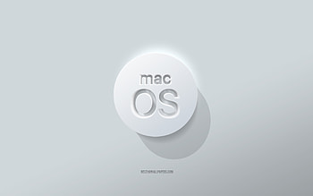 macOS logo, white background, macOS 3d logo, 3d art, macOS, 3d macOS emblem, Apple HD wallpaper