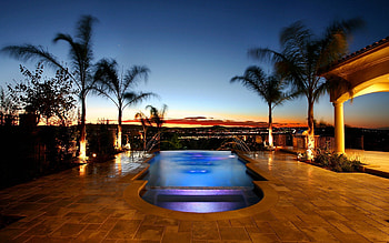 Palms, Miscellanea, Miscellaneous, Evening, Coziness, Comfort, Pool HD wallpaper