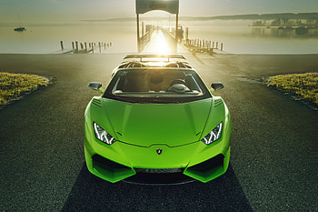 Lamborghini Huracán, green, sports car, front HD wallpaper
