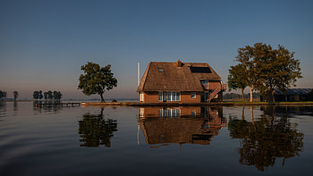 House on the Lake, trees, water, lake, house HD wallpaper