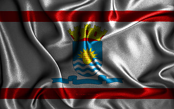 Florianopolis flag, , silk wavy flags, brazilian cities, Day of Florianopolis, Flag of Florianopolis, fabric flags, 3D art, Florianopolis, cities of Brazil, Florianopolis 3D flag HD wallpaper