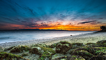 Beach Sky Water Background, nature, water, beach, sky HD wallpaper