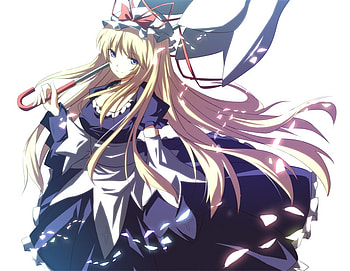 Yakumo Yukari (Touhou), touhou, anime, long hair, blonde HD wallpaper