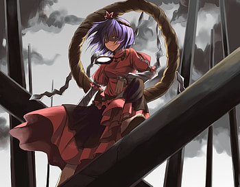 Yasaka Kanako, touhou, pillars, dark HD wallpaper