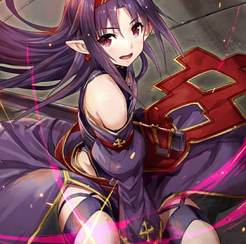 Yuuki, sweet, purple hair, art, cute, girl, beautiful, long hair, dress, beauty, anime girl, purple, pink, GGO, anime, pretty HD wallpaper