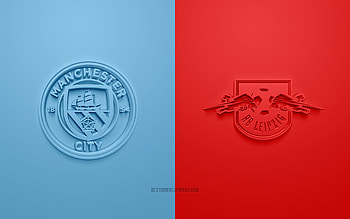 Manchester City FC vs RB Leipzig, 2021, UEFA Champions League, Group А, 3D logos, blue red background, Champions League, football match, 2021 Champions League, Manchester City FC, RB Leipzig HD wallpaper