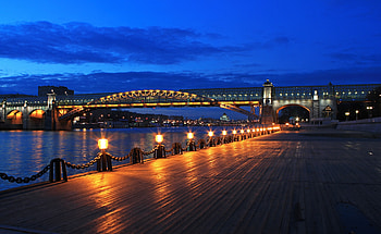 Cities, Night, Moskow, Bridge, Pushkinskaya Embankment, Pushkin Embankment HD wallpaper