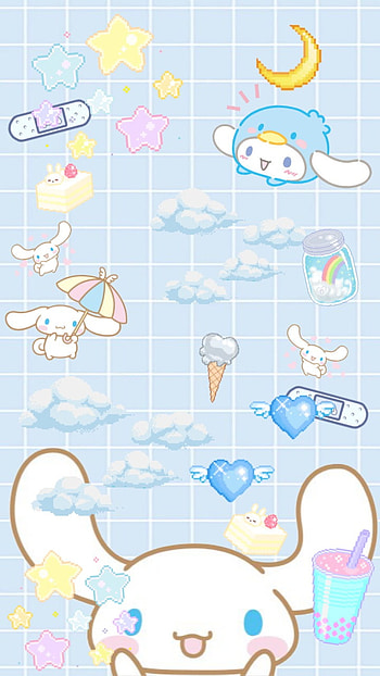 Cinnamoroll, blue, stars, cute, sanrio HD phone wallpaper