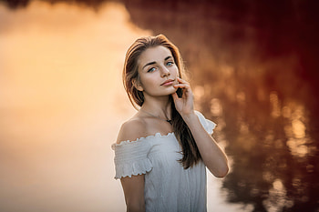Girl Outdoor Lake , girls, model HD wallpaper