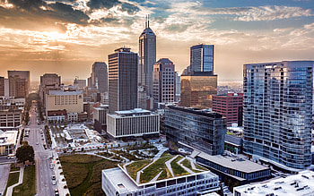 Salesforce Tower, Indianapolis Skyline, Indiana, Evening Sunset HD wallpaper