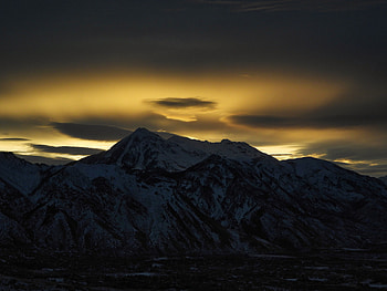 Nature, Sunset, Mountains, Vertex, Top, Snow Covered, Snowbound HD wallpaper