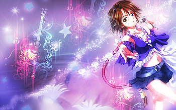 Yuna, cute, final fantasy, dress, abstract, short hair, game, female, sexy, neon light, hot, girl, singer, diva, anime girl, neon, anime, video game, brown hair, idol HD wallpaper