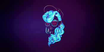 Neonwave, girl, blue hair, portrait HD wallpaper