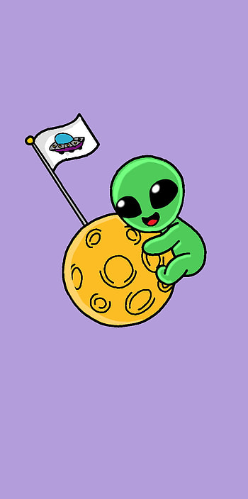 Cute alien, cartoon, fictional_character, planet, animated, funny, ufo HD phone wallpaper