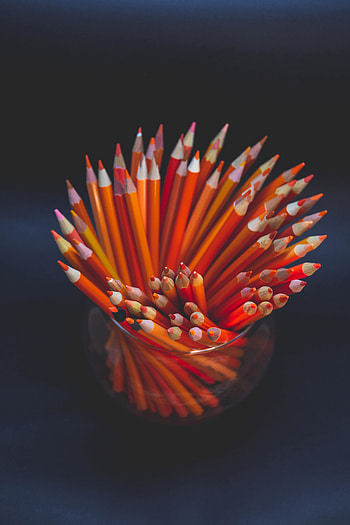 Colored, pencils, orange pencils HD phone wallpaper