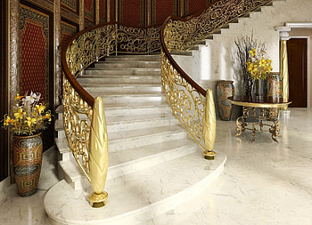 Flowers, Interior, Miscellanea, Miscellaneous, Design, Stairs, Ladder, Vase, Door, Handrails HD wallpaper