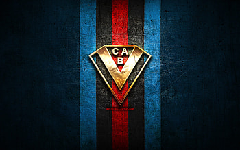 Brown FC, golden logo, Primera Nacional, blue metal background, football, argentinian football club, CA Brown logo, soccer, CA Brown, Argentina, Club Atletico Brown HD wallpaper