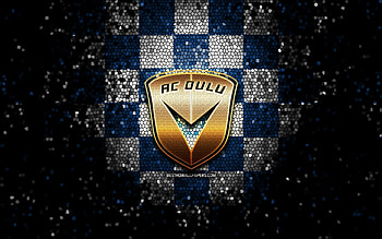 AC Oulu, glitter logo, Veikkausliiga, blue white checkered background, soccer, finnish football club, AC Oulu logo, mosaic art, football, ACO HD wallpaper