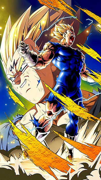 Majin Vegeta, Fiery transformation, Anime intensity, Power unleashed HD phone wallpaper